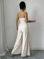 Solid Color Strapless Tube Top Waist-Cinching Dress