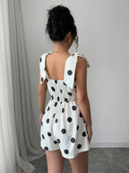 Women's Apricot Polka Dot Lace-Up Casual Unitard