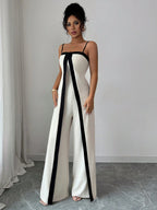 Strap Waist-Cinching Colorblock Dress & Pants Set