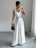 Chic Strappy V-Neck Slim Jumpsuit for Women