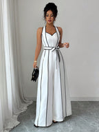 Chic Strappy V-Neck Slim Jumpsuit for Women