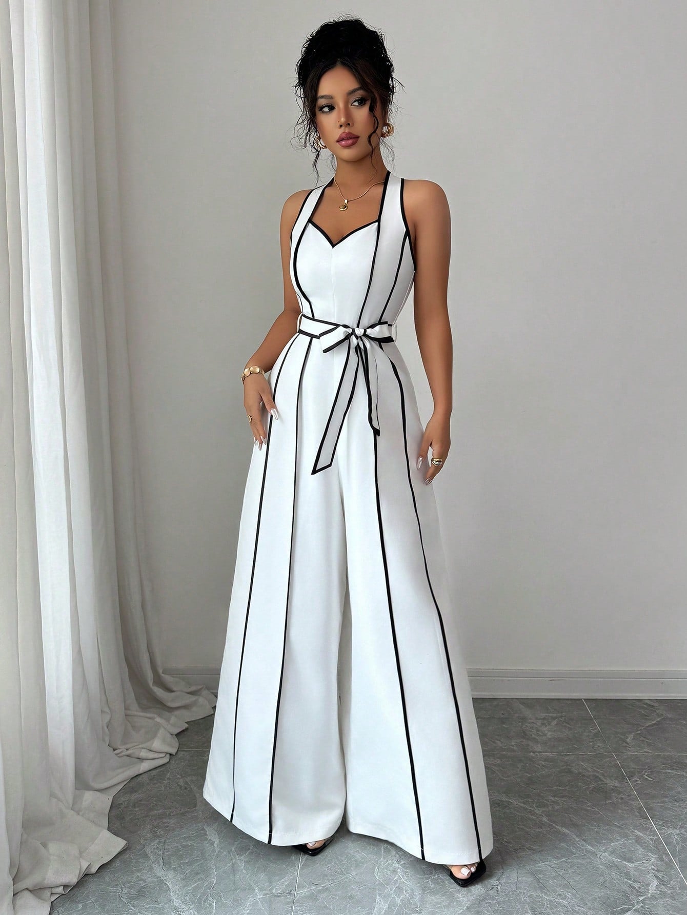 Chic Strappy V-Neck Slim Jumpsuit for Women