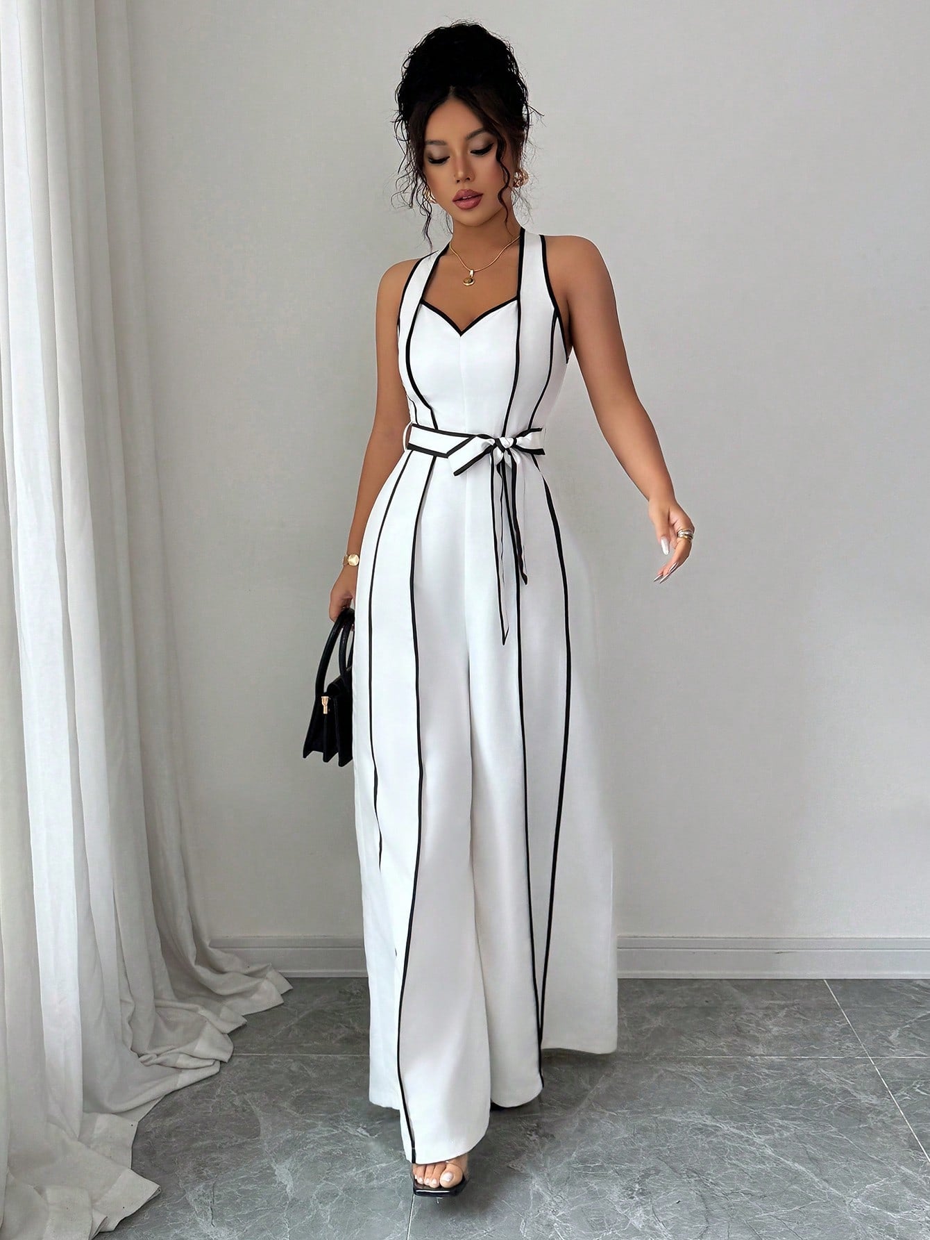 Chic Strappy V-Neck Slim Jumpsuit for Women