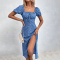 Floral Print Square-Neck Summer Maxi Dress