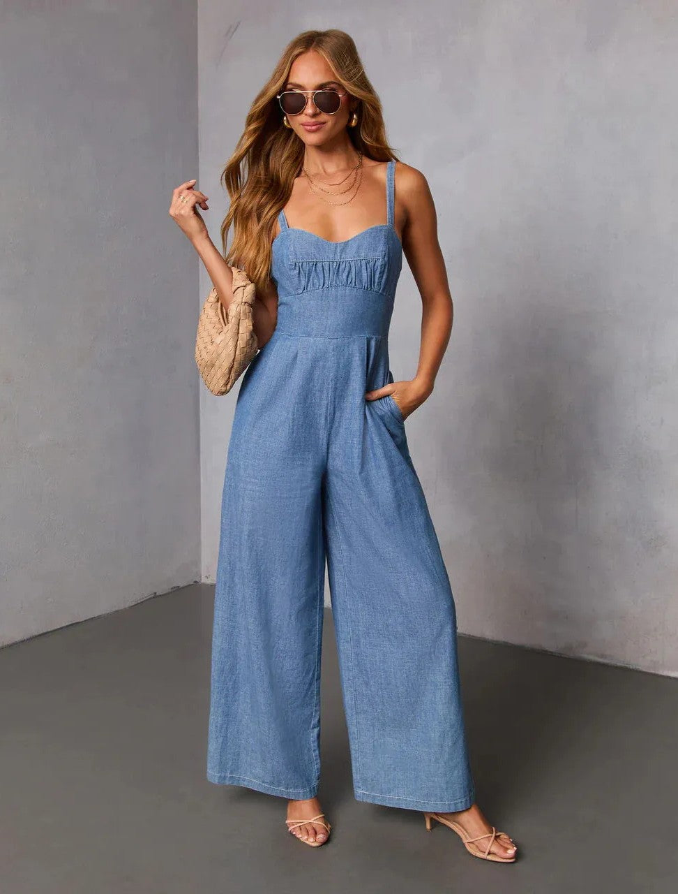 Solid-color Casual Workwear Jumpsuit For Women