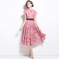 Women's Polo Collar Shirt Printed Short Sleeve Dress