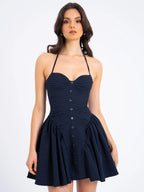 Elegant Fitted Waist Open-Back Sweetheart Dress