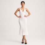 Sexy Backless Halter Strap Hollow-Out Maxi Dress