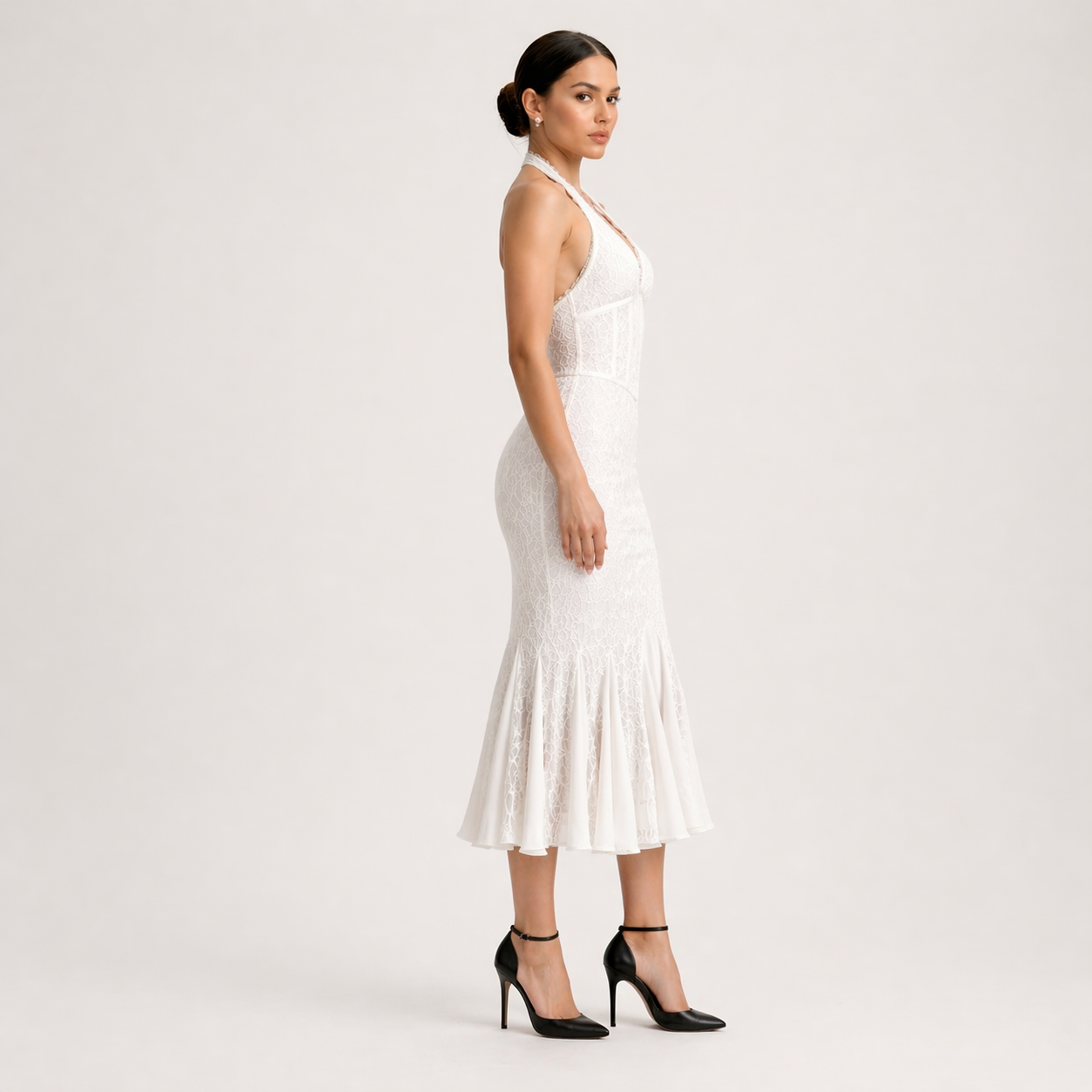 Sexy Backless Halter Strap Hollow-Out Maxi Dress