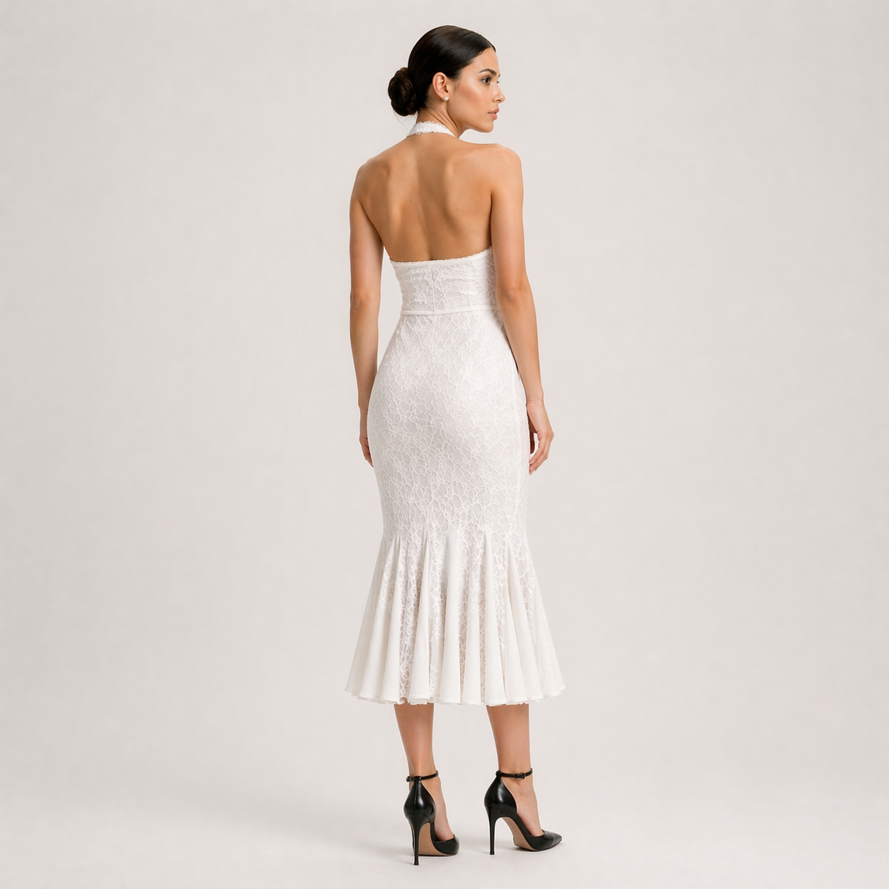 Sexy Backless Halter Strap Hollow-Out Maxi Dress
