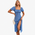 Floral Print Square-Neck Summer Maxi Dress