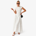 Retro Printed Sleeveless Crew Neck High-Waist Maxi Dress