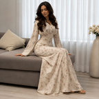 Elegant Floral Maxi Dress with Waist Tie