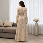 Elegant Floral Maxi Dress with Waist Tie