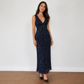 Elegant Navy Floral Maxi Dress for Women