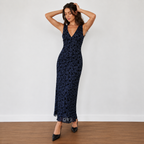 Elegant Navy Floral Maxi Dress for Women