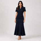 Hot-Stone Embellished Puff Sleeve Slim Dress