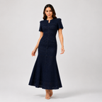 Hot-Stone Embellished Puff Sleeve Slim Dress