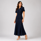 Hot-Stone Embellished Puff Sleeve Slim Dress