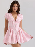 Sweet Cute Lace Stitching Cotton Mini Dress