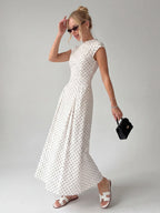 Retro Printed Sleeveless Crew Neck High-Waist Maxi Dress