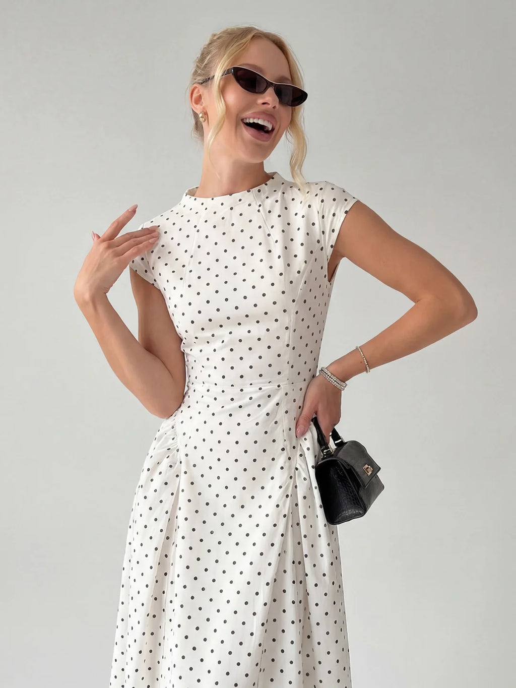 Retro Printed Sleeveless Crew Neck High-Waist Maxi Dress