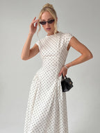 Retro Printed Sleeveless Crew Neck High-Waist Maxi Dress