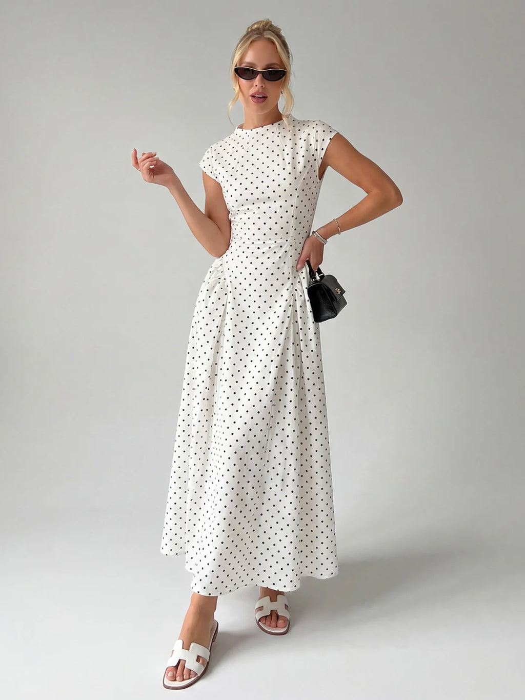 Retro Printed Sleeveless Crew Neck High-Waist Maxi Dress