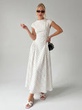 Retro Printed Sleeveless Crew Neck High-Waist Maxi Dress
