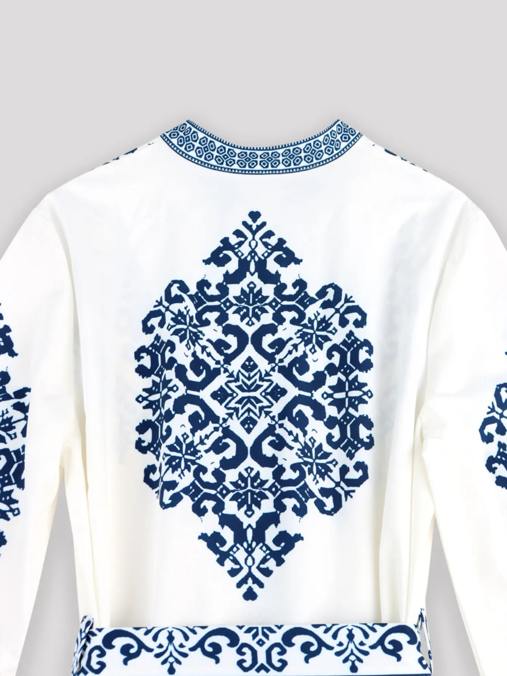 Elegant V-Neck Women's Printed Long Sleeve Tie Waist Dress