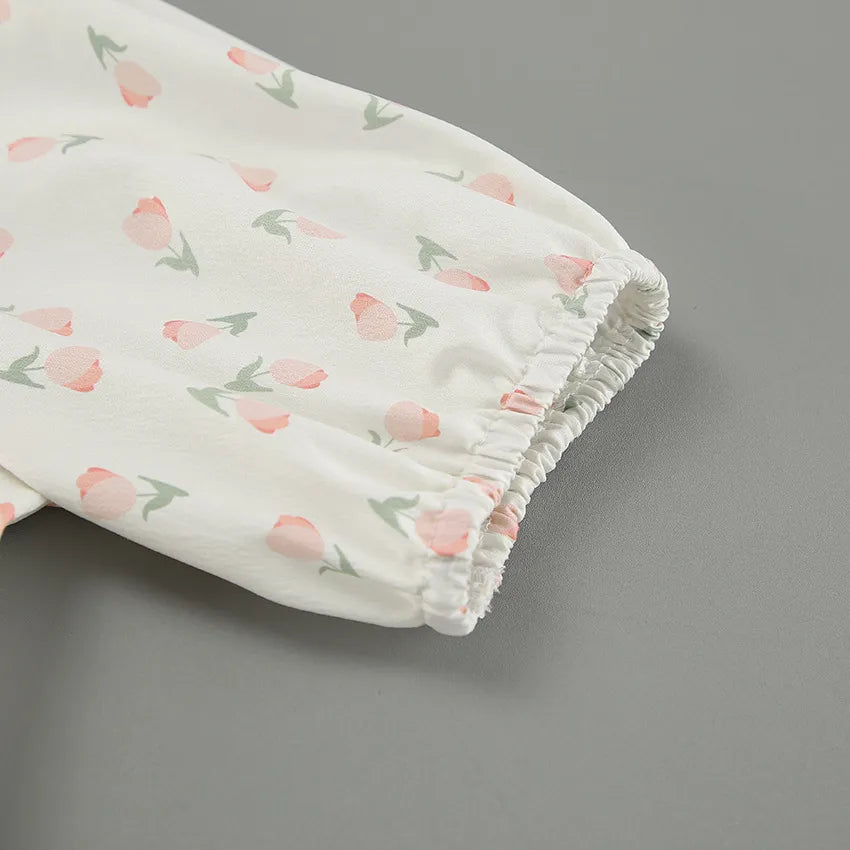 French Elegant Floral Puff Sleeve Dress