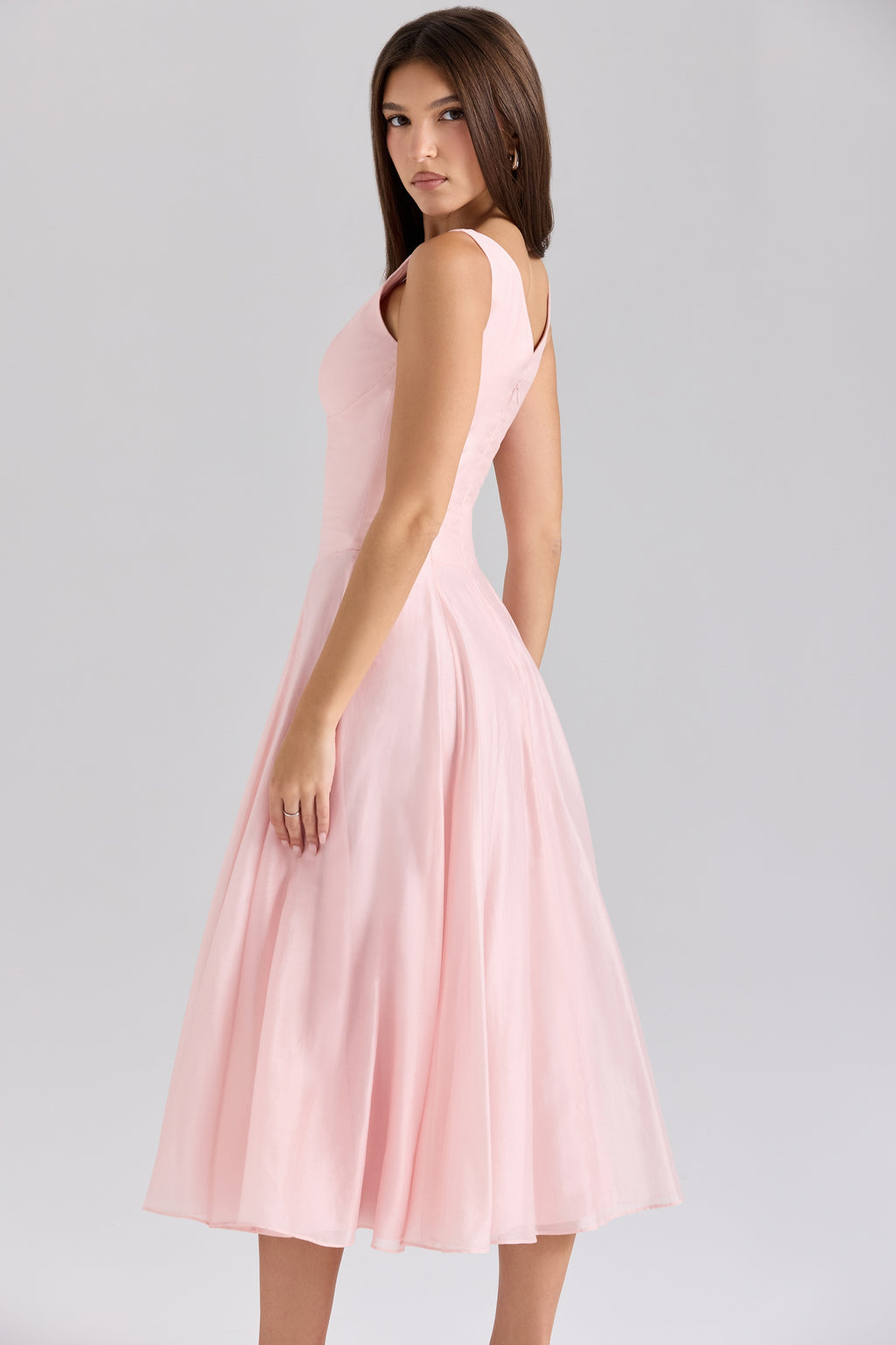 Whispering Rose Flowing Chiffon Midi Dress