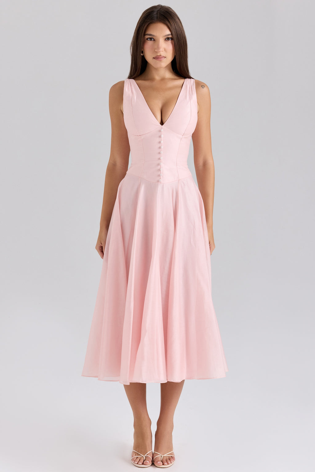 Whispering Rose Flowing Chiffon Midi Dress