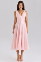 Whispering Rose Flowing Chiffon Midi Dress