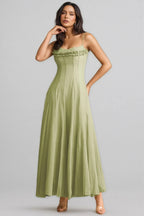 Elegant Sage Green Chiffon Maxi Dress
