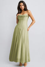 Elegant Sage Green Chiffon Maxi Dress