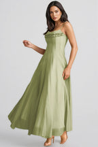Elegant Sage Green Chiffon Maxi Dress