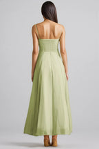 Elegant Sage Green Chiffon Maxi Dress