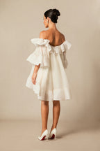 Ivory Ruffle Off-Shoulder Mini Dress