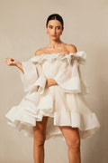 Ivory Ruffle Off-Shoulder Mini Dress