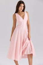 Whispering Rose Flowing Chiffon Midi Dress