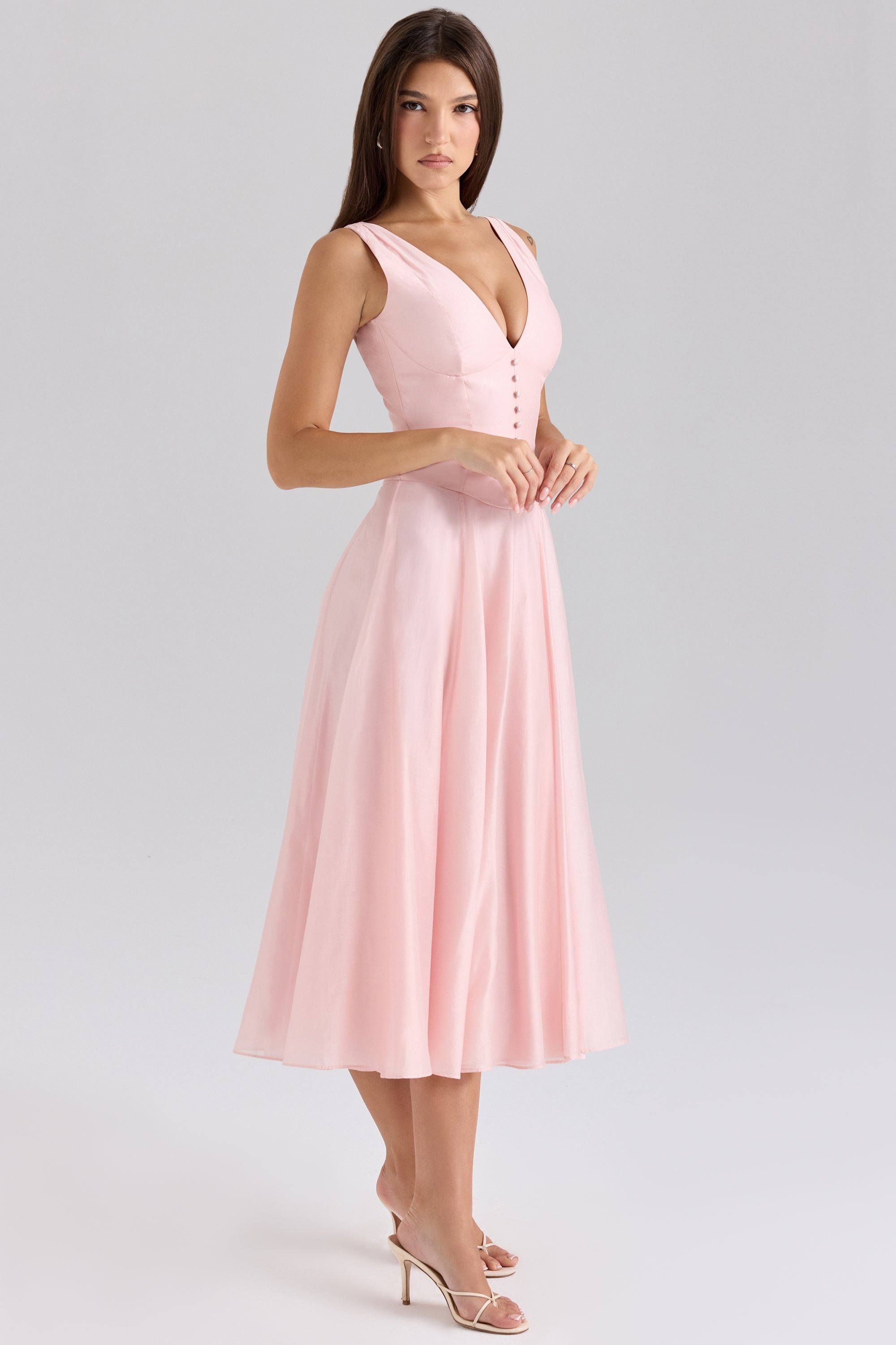 Whispering Rose Flowing Chiffon Midi Dress